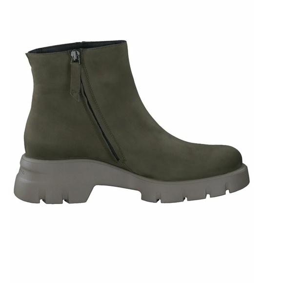 PAUL GREEN Classic Ankle Boot PLATFORM LUG SOLE ROYAL NUBUCK OLIVE 4.5 AU  7 US